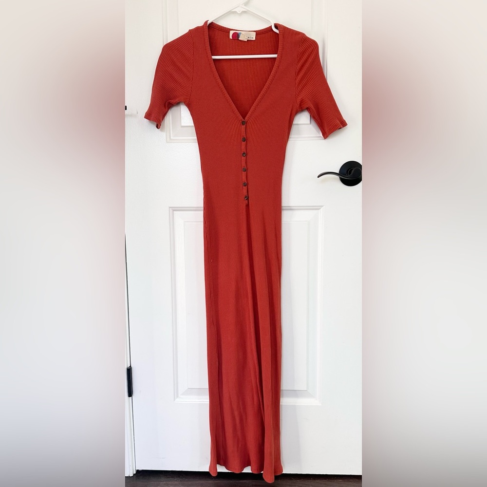 Free People Rust Button-Down Maxi Dress